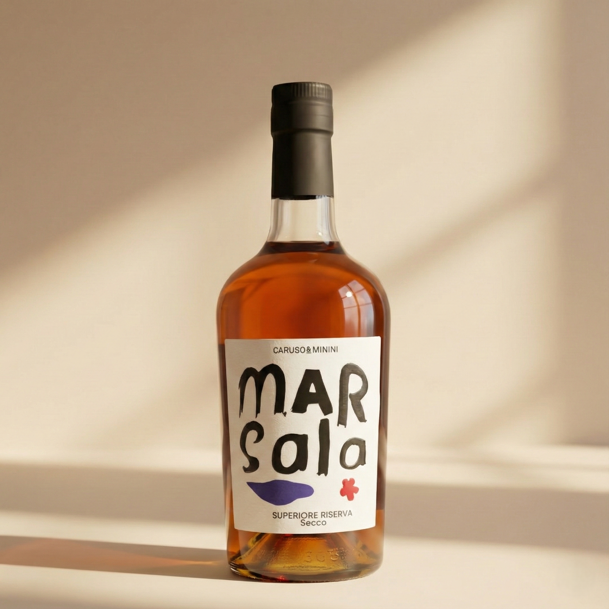 Bottle of Caruso & Minini Marsala Superiore Riserva 5 Anni DOC, fortified Sicilian wine from Marsala
